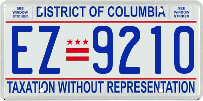 DC license plate EZ9210