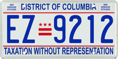 DC license plate EZ9212