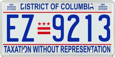 DC license plate EZ9213