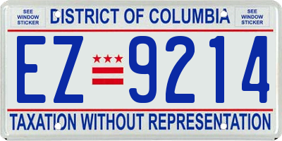 DC license plate EZ9214