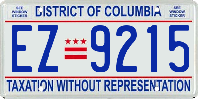 DC license plate EZ9215