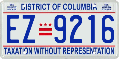 DC license plate EZ9216