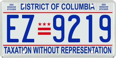 DC license plate EZ9219