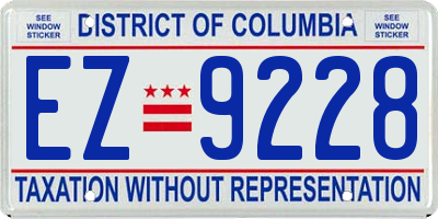 DC license plate EZ9228