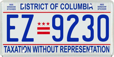 DC license plate EZ9230