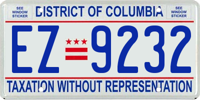 DC license plate EZ9232