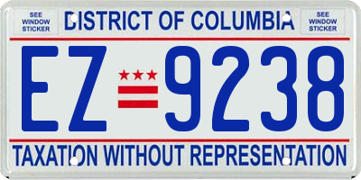 DC license plate EZ9238