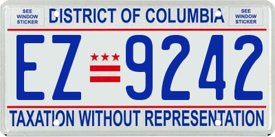 DC license plate EZ9242