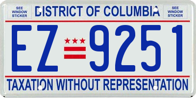 DC license plate EZ9251