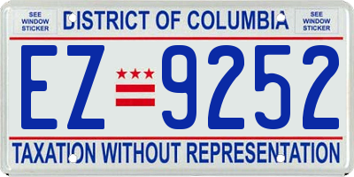 DC license plate EZ9252