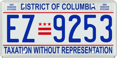 DC license plate EZ9253