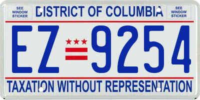 DC license plate EZ9254