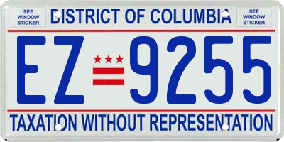 DC license plate EZ9255