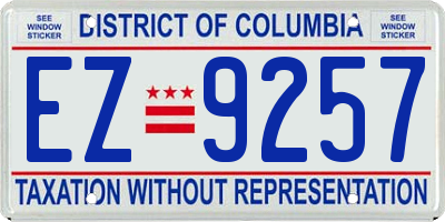 DC license plate EZ9257