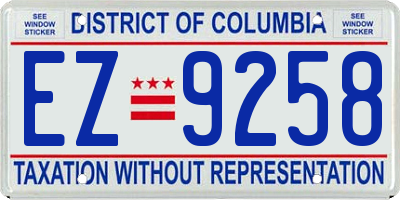 DC license plate EZ9258