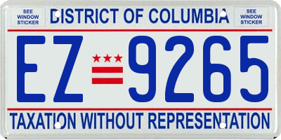 DC license plate EZ9265