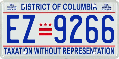 DC license plate EZ9266