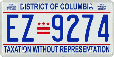 DC license plate EZ9274