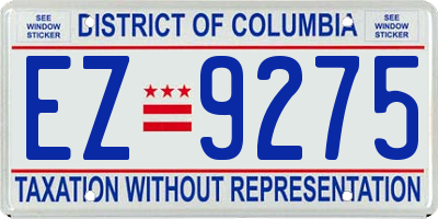 DC license plate EZ9275