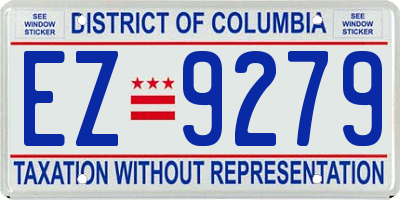 DC license plate EZ9279