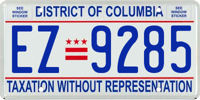 DC license plate EZ9285