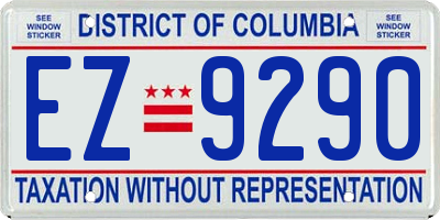 DC license plate EZ9290