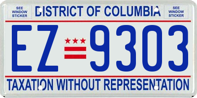 DC license plate EZ9303