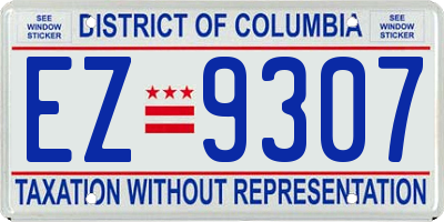 DC license plate EZ9307