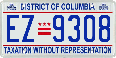 DC license plate EZ9308