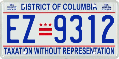 DC license plate EZ9312