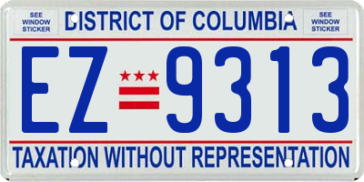 DC license plate EZ9313