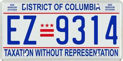 DC license plate EZ9314