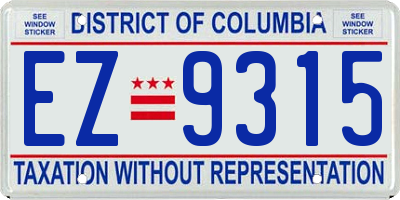 DC license plate EZ9315