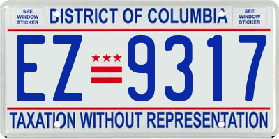 DC license plate EZ9317