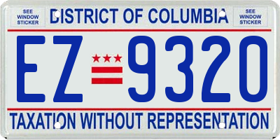 DC license plate EZ9320