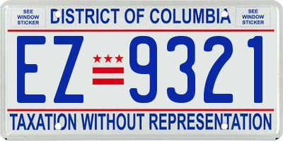 DC license plate EZ9321