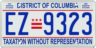 DC license plate EZ9323