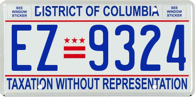 DC license plate EZ9324