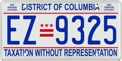 DC license plate EZ9325