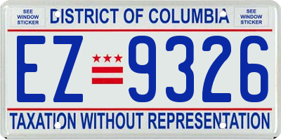 DC license plate EZ9326