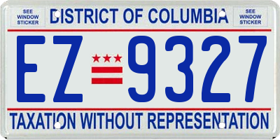 DC license plate EZ9327