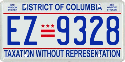 DC license plate EZ9328