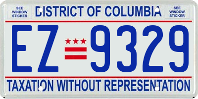 DC license plate EZ9329