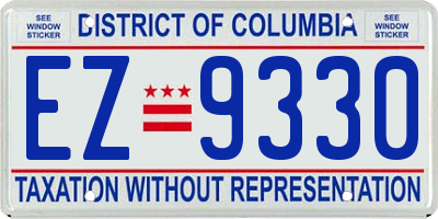 DC license plate EZ9330