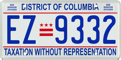 DC license plate EZ9332