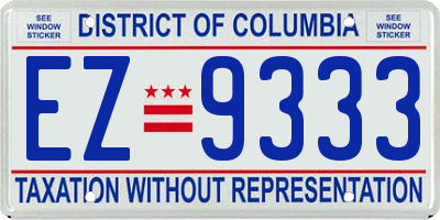 DC license plate EZ9333