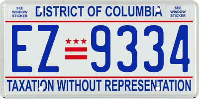 DC license plate EZ9334