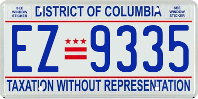 DC license plate EZ9335