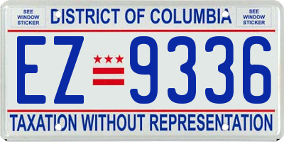 DC license plate EZ9336