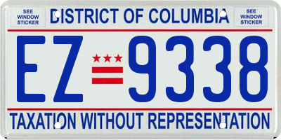 DC license plate EZ9338